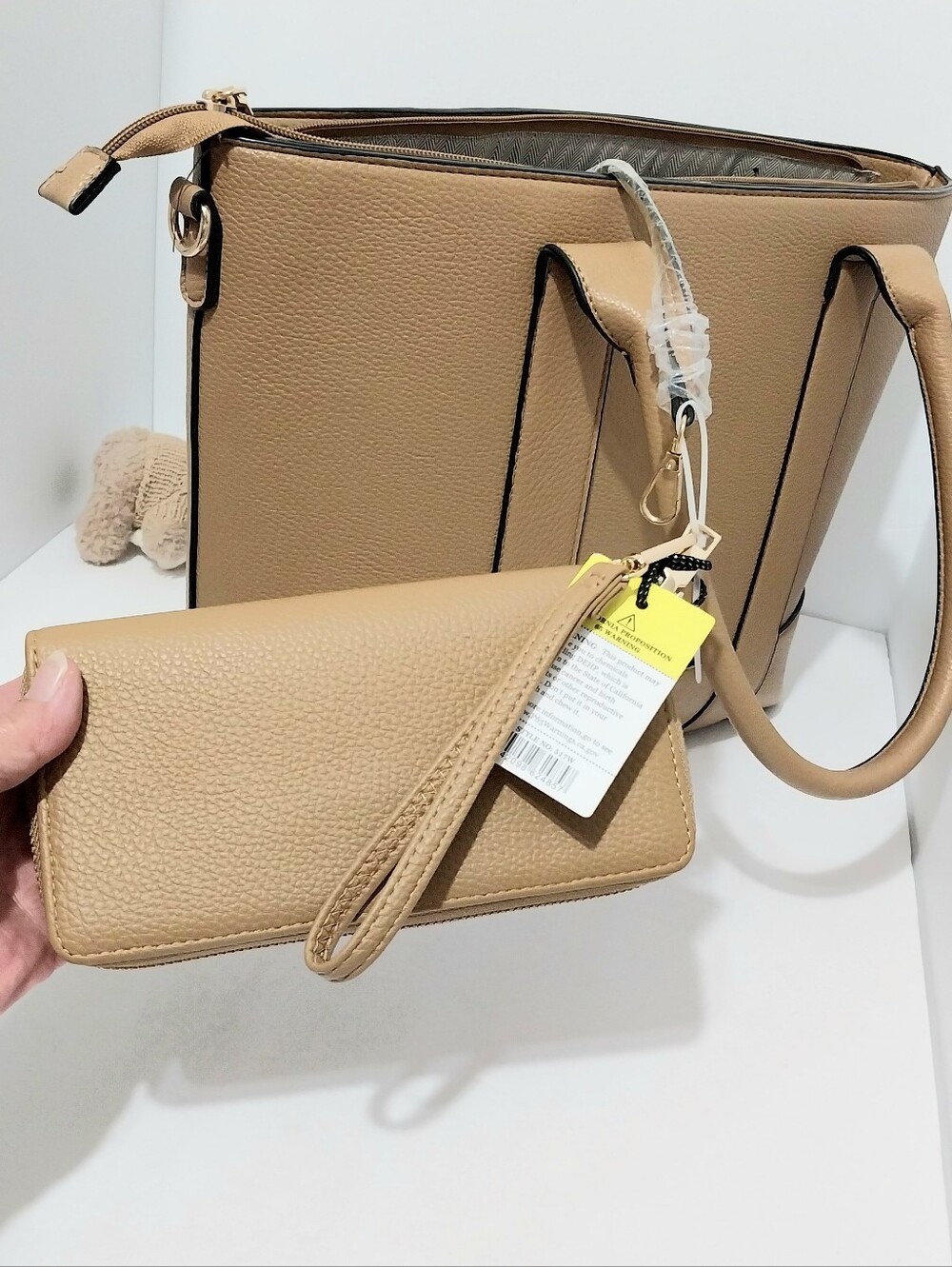 Tote Bag With Teddy Charm & Matching Wallet - Picture 7 of 9